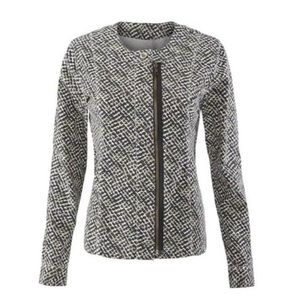 CAbi Cliffside Geometric Moto Zip Collarless Jacket